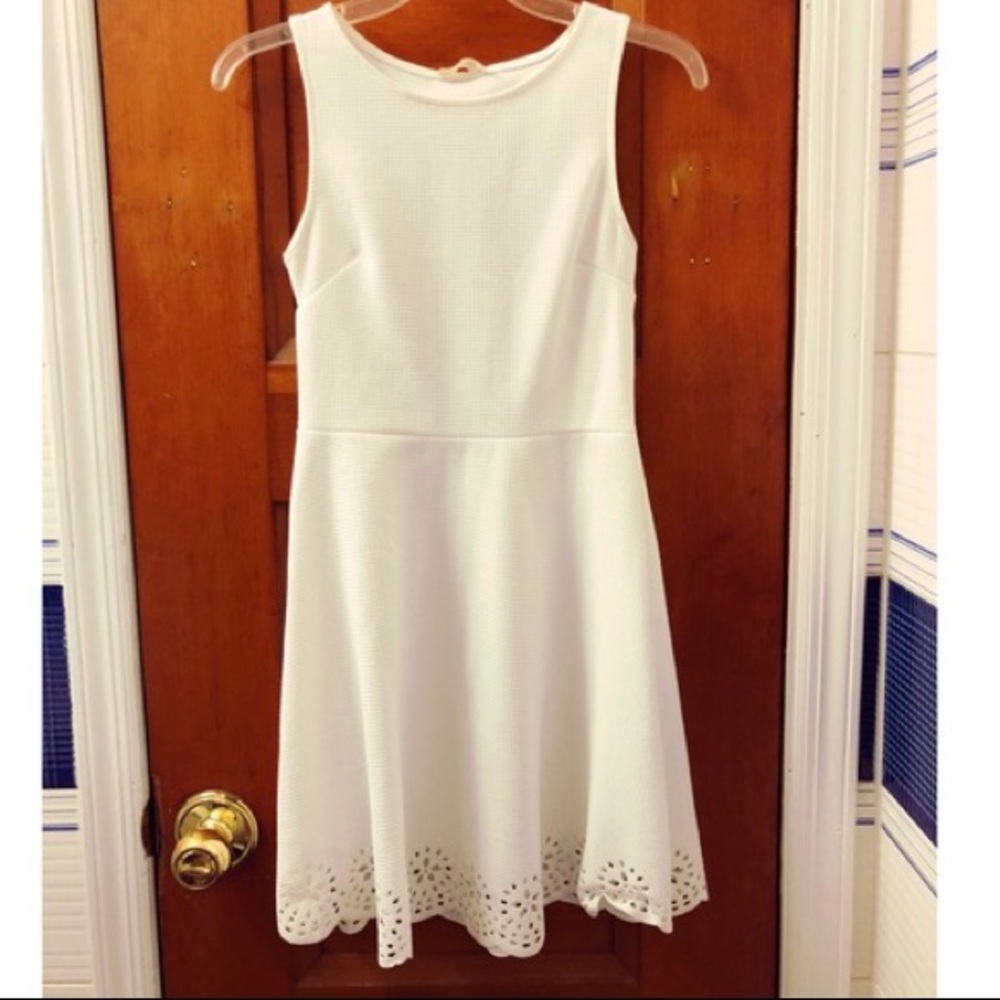 White Textured Skater Dress